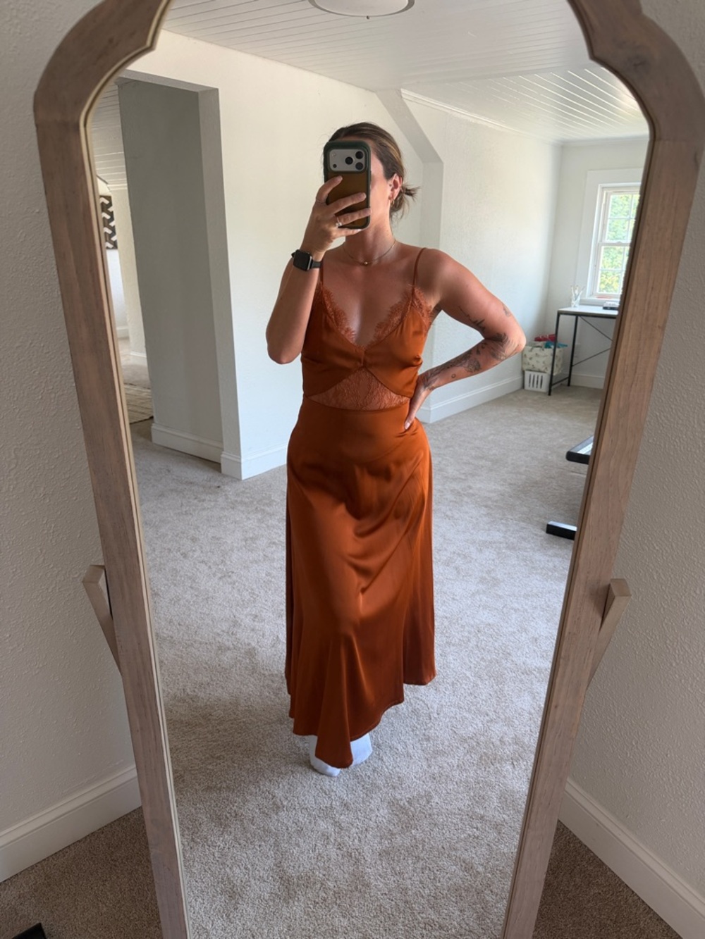 PETAL & PUP Rust Satin Dress